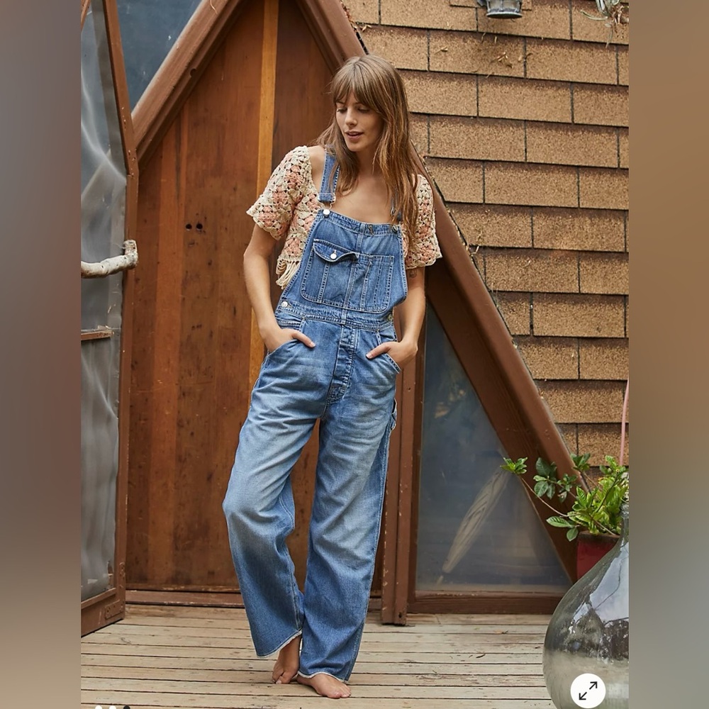 Anthropologie Edwin NWT Sadie Utility Denim Overalls RipTide Size M